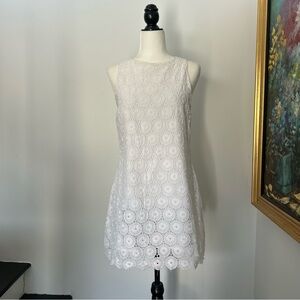 White Eyelet Shift Dress / Size Petite - see specs